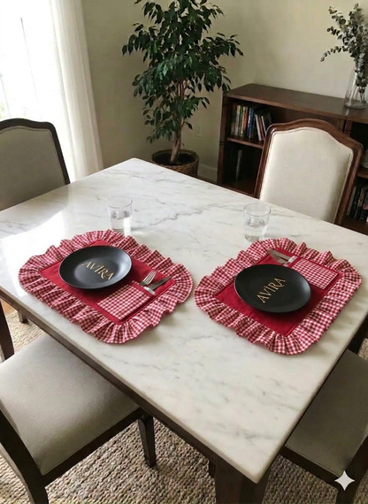 2 Adet Su ve Leke Tutmaz Kırmızı Duck Keten Cepli Supla